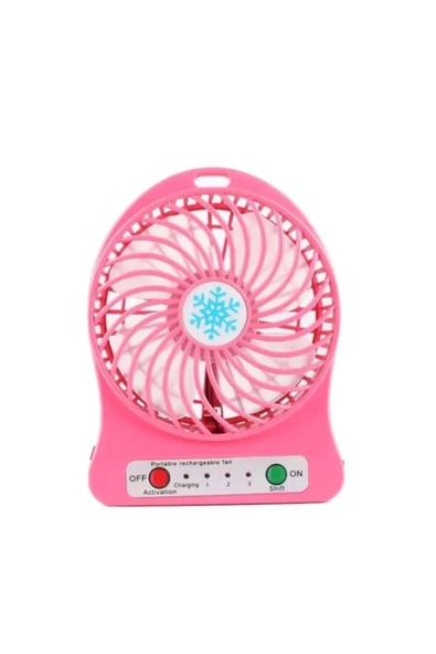 Pazariz Masaüstü Şarjlı Fan Vantilatör Usb Girişli Pembe