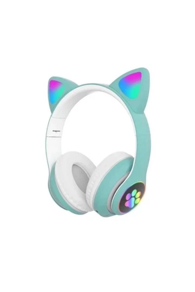 Pazariz Rgb Işıklı Kedi Kulak Kulaküstü Bluetooth Kulaklık Mavi