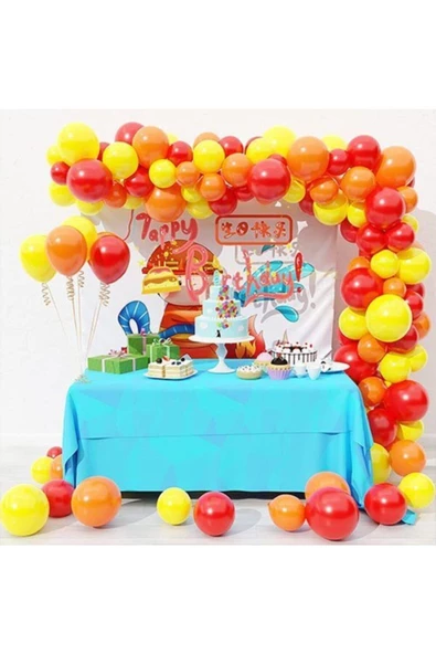 Pazariz Turuncu Kırmızı Sarı Balon Seti 5 Metre ürün görseli