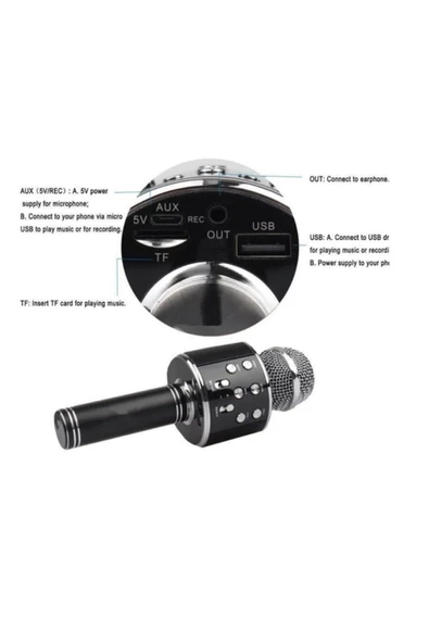 Pazariz Karaoke Bluetooth Mikrofon Wster Ws-858 Usb Ses Değiştir - 3