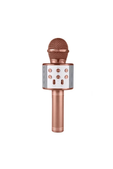 Pazariz Wster Ws-858 Rose Gold Karaoke Mikrofon Bluetooth Hoparlör Aux Usb Mikro Sd Kart Girişli