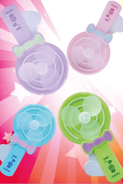 Pazariz El Fanı Vantilatör Candy Manuel Basmalı Çocuk Oyuncağı Mini Vantilatör Pilsiz