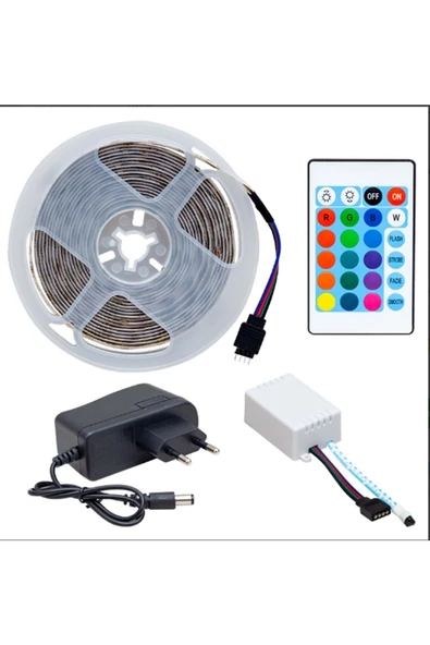 Pazariz Ld-1609 Silikonsuz 5 Metre Rgb Şerit Led Animasyon Devreli Adaptör Set ürün görseli 1