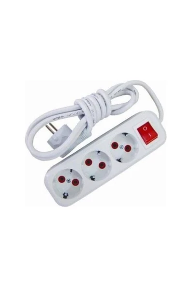 Pazariz 12w Led Ampul ve 3 mt Uzatmalı Anahtarlı 3'lü Priz Set