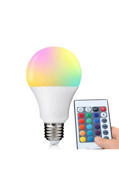 Pazariz Uzaktan Kumandalı Rgb Çok Renkli Led Ampul E27 Duy