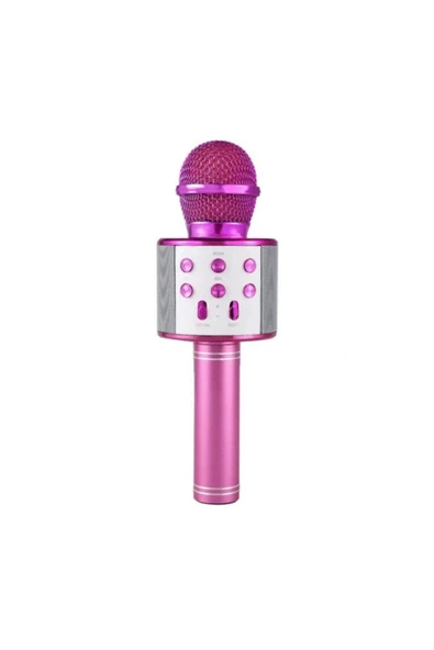 Pazariz Wster Ws-858 Pembe Karaoke Mikrofon Bluetooth Hoparlör Aux Usb Mikro Sd Kart Girişli