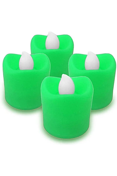 Pazariz - 4 Adet Yeşil Led Mum Set-5cm - Resim 2