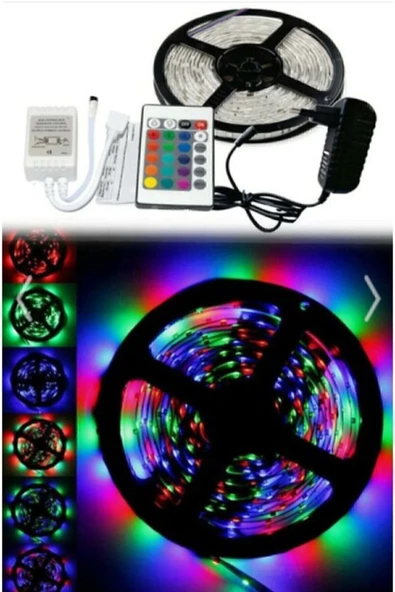 Pazariz Mcrex Led Kumandalı Şerit Led 5 Metre Mavi Kırmızı Yeşil Yenimodel 614822 ürün görseli 1