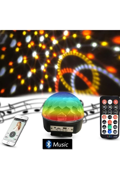 Pazariz Bluetooth Sd Aux Usb Led Disko Lamba Topu Speaker - Resim 3