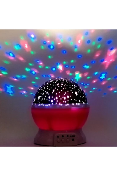 Pazariz Star Master Dönen Işıklı Küre Pembe - Resim 2