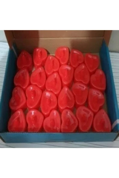 Pazariz Led Işıklı Kalp Şekilli Kırmızı Mum 24'lü Paket ürün görseli 1