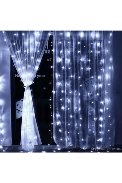 Pazariz 2x2 Metre 320 Led 8 Fonskiyonlu Dekoratif Led Perde Beyaz Renk ürün görseli 1