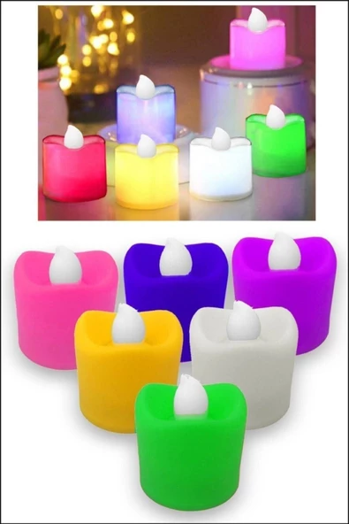 Pazariz Renkli Pilli Işık Led Mum Romantik Gecelere Özel Dekor Yeşil 1 Ad ürün görseli 1