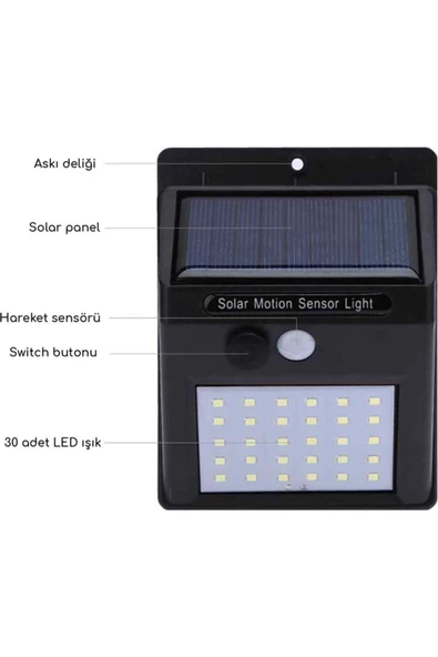 Pazariz 20 Led Fotoselli Solar Led Duvar Lamba Işık Sensörlü Güneş Enerji 4 Adet - Resim 2