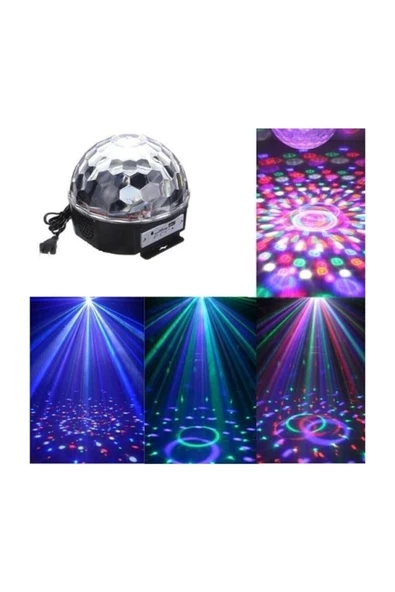 Pazariz Bluetoothlu Led Küre Kristal Disko Topu Dönen Renkli Hoparlör Led ürün görseli 1