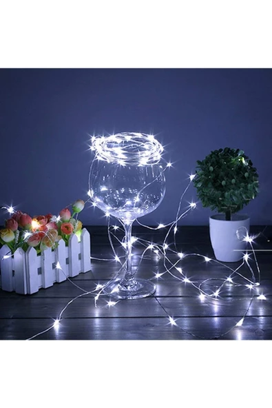 Pazariz Peri Led Işık 10 m Beyaz Dekor Lambası 100 Ledli