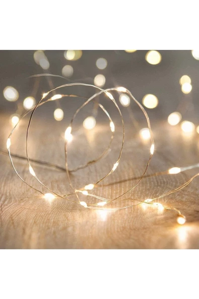 Pazariz Peri Led Işık 5 Metre Sarı Pilli + 25 Adet Küçük Mandal Mandallı - Resim 2