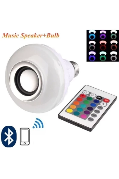 Pazariz Bluetooth Hoparlörlü Akıllı Led Ampül Renkli