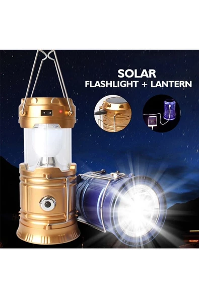 Pazariz Kamp Feneri Güneş Enerjili Şarjlı Led Lamba - 2