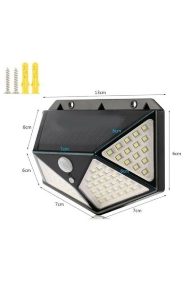 Pazariz Hareket Sensörlü Güneş Enerjili Led Aydınlatma Dış Mekan Bahçe 100 Led Li