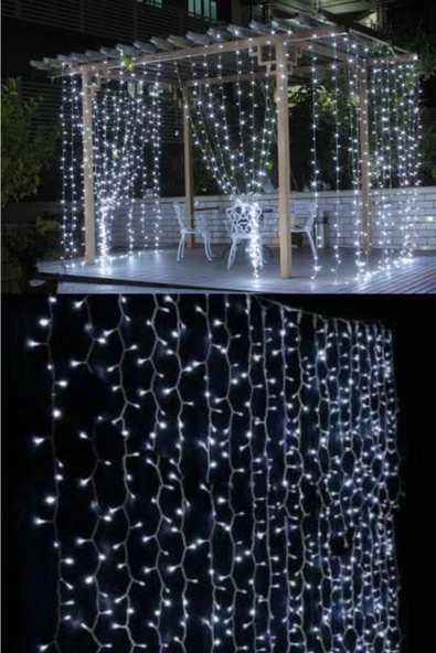 Pazariz 2x2 Metre 320 Led 8 Fonskiyonlu Dekoratif Led Perde Beyaz Renk ürün görseli