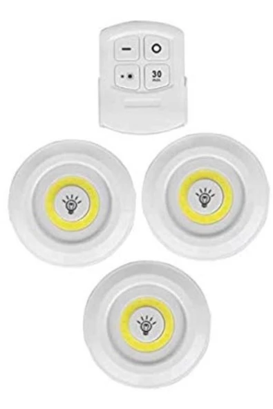 Pazariz Uzaktan Kumandalı Yapışkanlı Kablosuz Led Spot 3lü - Resim 3
