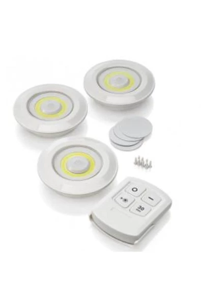 Pazariz Led Işık Kablosuz Uzaktan Kumandalı Dolap Içi Led Ampul Seti 3lü Set Gece Lambası Spot Lamba - 2