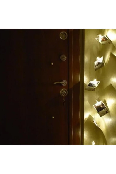 Pazariz Bakır Renkli Led Işıklı Fotoğraf Asma Işık Süsleme Mandalları - Resim 3