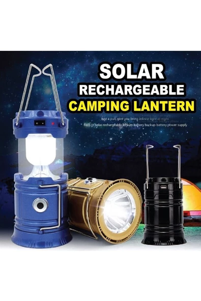 Pazariz Kamp Feneri Güneş Enerjili Şarjlı Led Lamba - 3