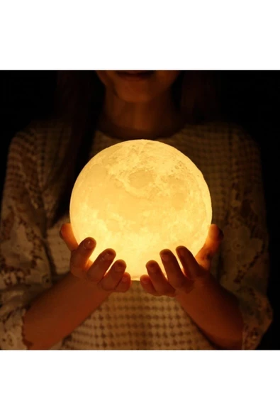 Pazariz 3 Boyutlu Pilli Beyaz Renk Dekoratif Ay Şeklinde Çocuk Lambası - Resim 3