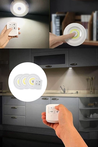 Pazariz Uzaktan Kumandalı Yapışkanlı 3'lü Led Spot Lamba