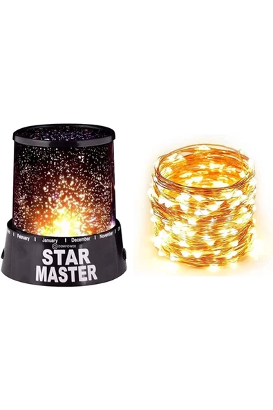 Pazariz 2'li Set Klasik Gece Lambası + Peri Led Işık Yılbaşı Dekorasyon (5 Metre)