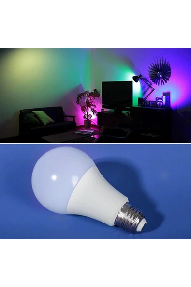 Pazariz 9w Uzaktan Kumandalı 15 Farklı Renk Seçenekli Led Ampul - Resim 3