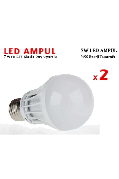 Pazariz 7w Enerji Tasarruflu Led Ampul 2 Adet