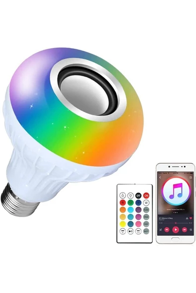 Pazariz Bluetooth Hoparlör Rgb Led La Uzaktan Kumandalı Ampul