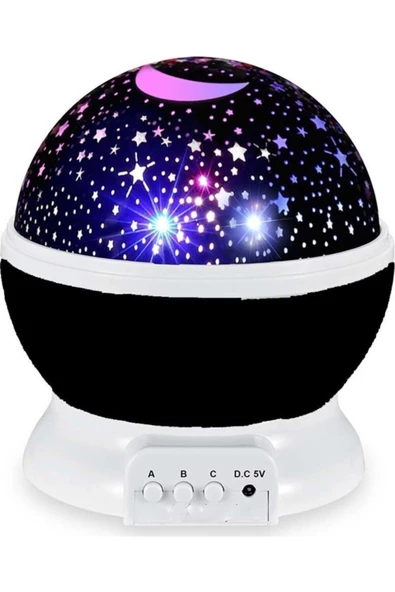Pazariz Renkli Ve Dönen Star Master Projeksiyon Gece Lambası - Siyah Kapaklı ürün görseli 1