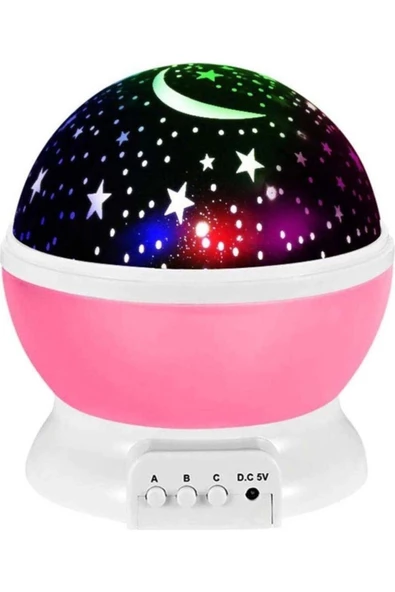 Pazariz Renkli Ve Dönen Star Master Projeksiyon Gece Lambası - Pembe Kapaklı ürün görseli 1