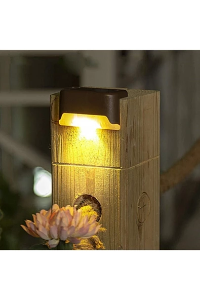 Pazariz Solar Güneş Enerjili Şarj Edilen Köşebent Merdiven Veranda Bahçe Yolu Led Lamba Işık 4 Adet ürün görseli