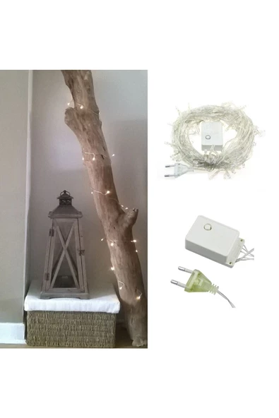 Pazariz 100 Ledli 8 Fonksiyonlu 10 Metre Led Aydınlatma Dekor Lambası (beyaz)-