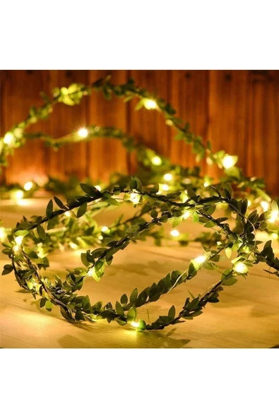 Pazariz Yapraklı Dekorlu 3 Metre Peri Led Pilli Işık Yılbaşı Aydınlatma