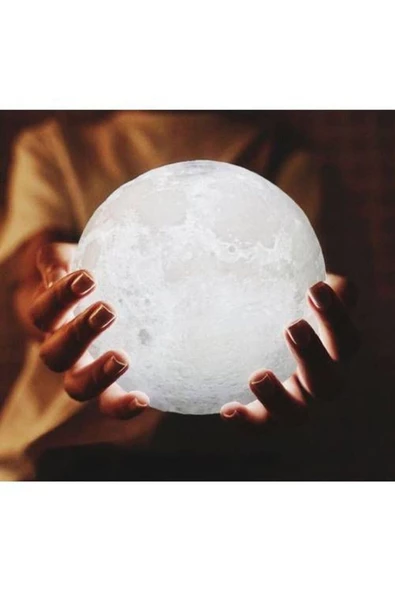 Pazariz 3D Ay Gece Lambası atif Küre Led Başucu Lambası - Resim 3