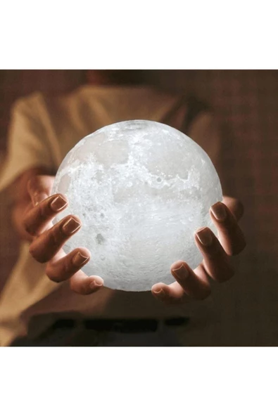 Pazariz 3 Boyutlu Pilli Beyaz Renk Dekoratif Ay Şeklinde Çocuk Lambası - Resim 2