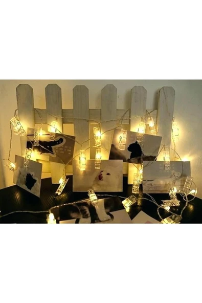 Pazariz 20’li Led Işıklı Fotoğraf Mandalları ürün görseli 1