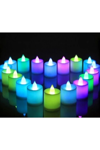 Pazariz Renkli Pilli Işık Led Mum Romantik Gecelere Özel Dekor Pembe 24 Ad - Resim 3