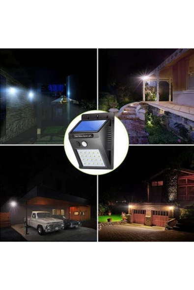 Pazariz Sensörlü Solar Duvar Lambası 20 Ledli