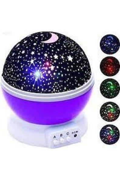 Pazariz Dönen Gece Lambası Mor Kapaklı Renkli Ve Projeksiyon ürün görseli 1