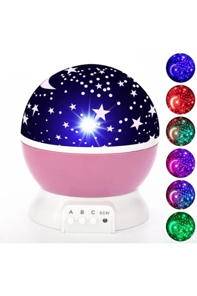 Pazariz Dönen Gece Lambası Dönen Yıldızlı Gökyüzü Projeksiyon Gece Lambası Pembe ürün görseli 1