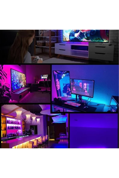 Pazariz erit Led Işık Rgb Hazır Set Tak Çalıştır Kumandalı Adaptörlü Silikonlu