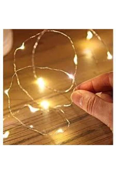 Pazariz Şeffaf Kablolu Gün Işığı Sarı Renk Pilli Peri Led Işık 5 Metre ürün görseli 1