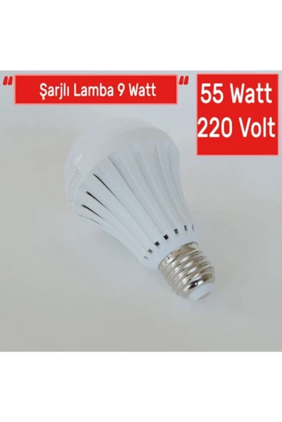 Pazariz Şarjlı Led Ampul 9 Watt Beyaz Işık Acil Durum Aydınlatma ürün görseli